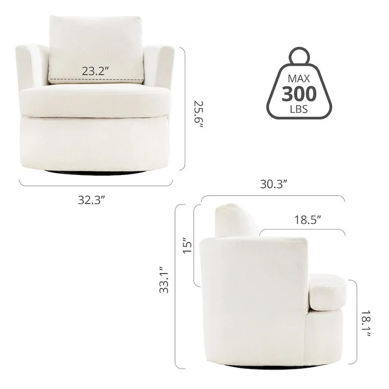 Juego de sillones giratorios tapizados en chenilla moderna, juego de sillones giratorios modernos para sala de estar