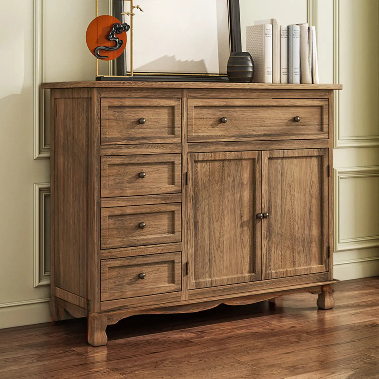 Mueble auxiliar rústico de madera marrón para almacenamiento en la sala de estar