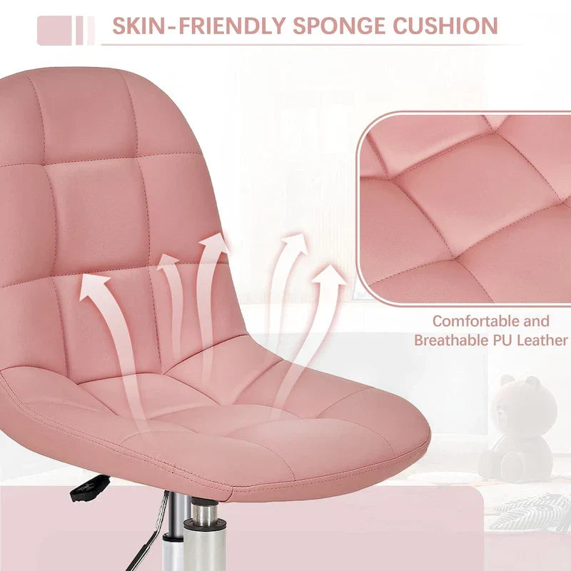 Silla de oficina en casa sin brazos Javlergo, silla de escritorio de computadora con ruedas y altura ajustable