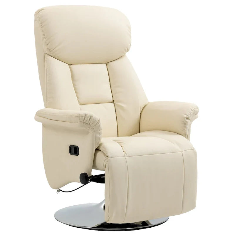 Sillón reclinable manual HOMCOM para adultos, reclinable giratorio ajustable con reposapiés, brazos acolchados