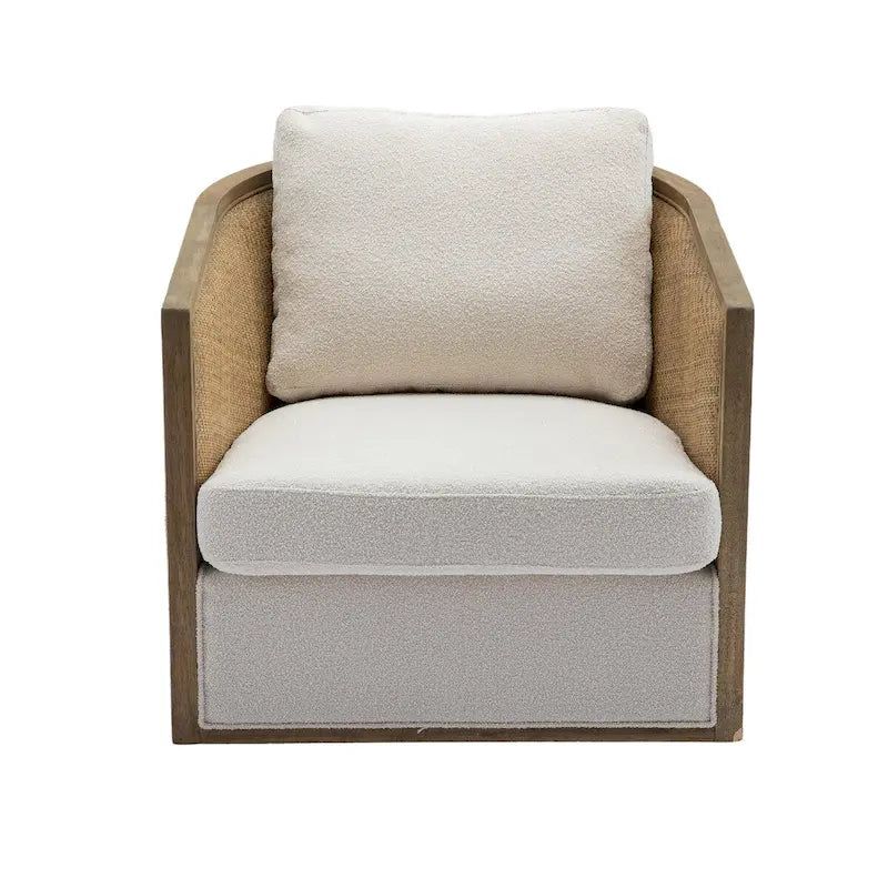 Sillón Giratorio de Barril, Cómodo Sillón Redondo Decorativo, Sillón Club Giratorio de Barril de 360 Grados, Sillón de Ocio con Estructura Tejida de Ratán