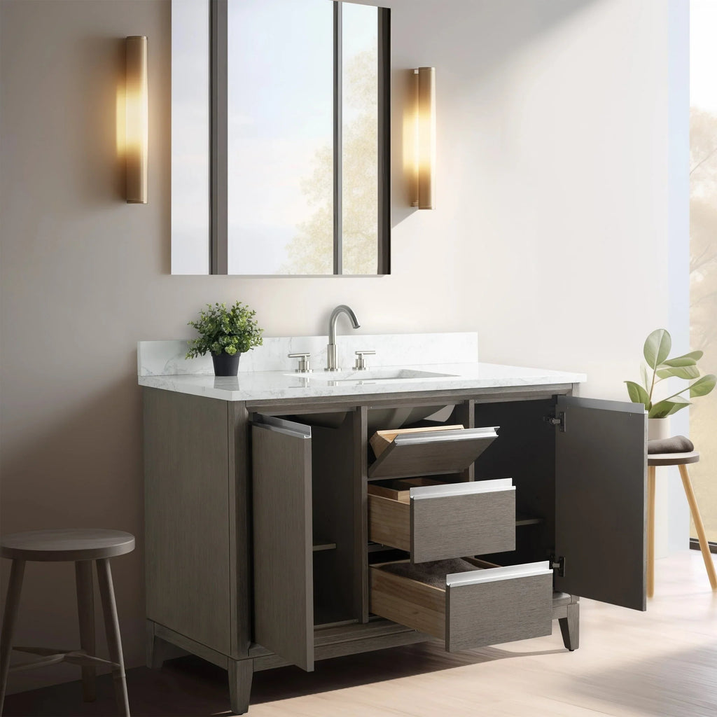 Mueble de baño Vanity Art con lavabo de cerámica y encimera de mármol de ingeniería