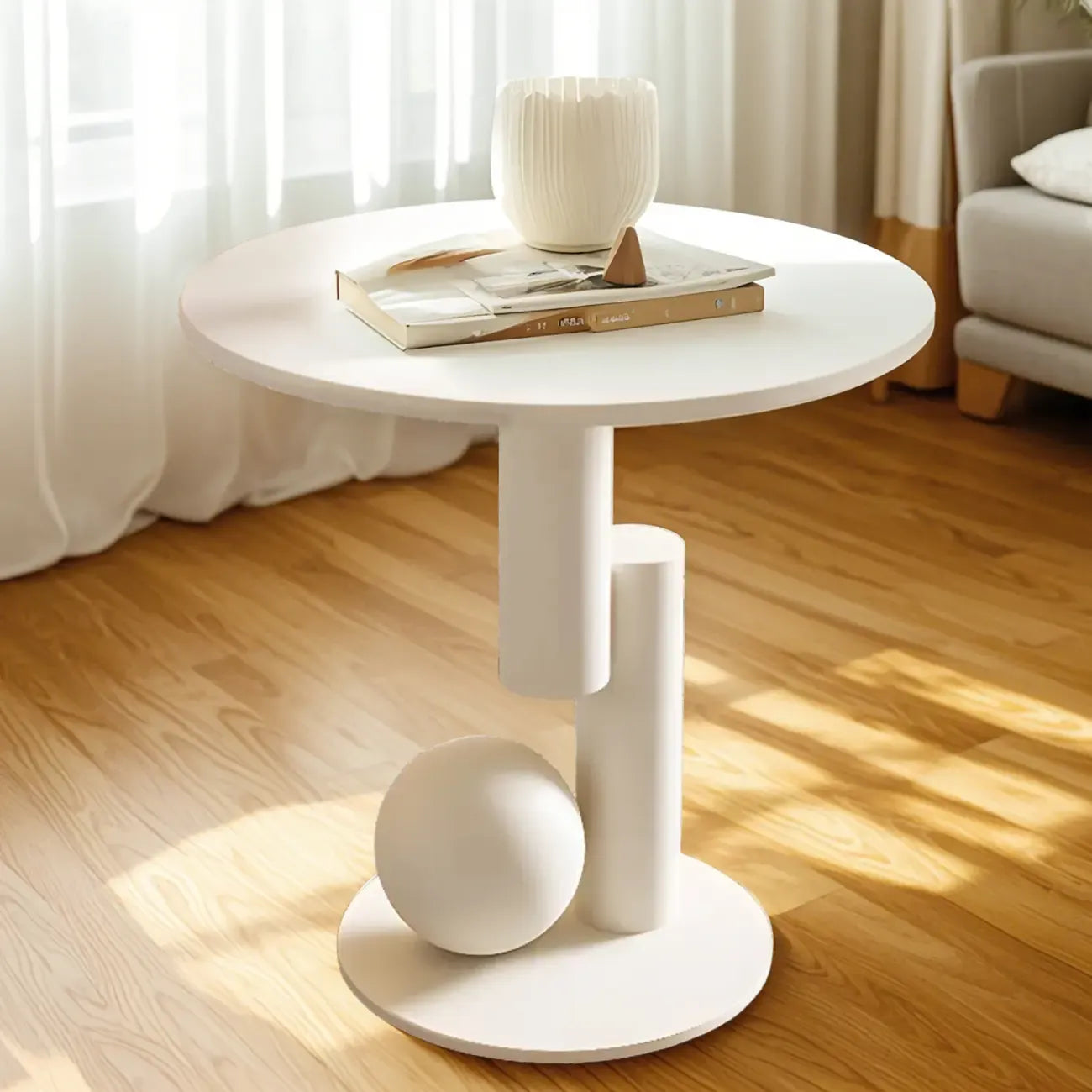 Mesa de centro moderna con cubierta de piedra blanca y resistente a los arañazos