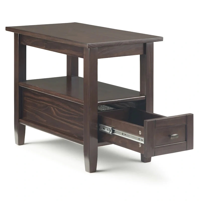 WYNDENHALL Norfolk Mesa auxiliar estrecha rectangular de madera maciza, estilo de transición, 14 pulgadas de ancho - 14 pulgadas de ancho
