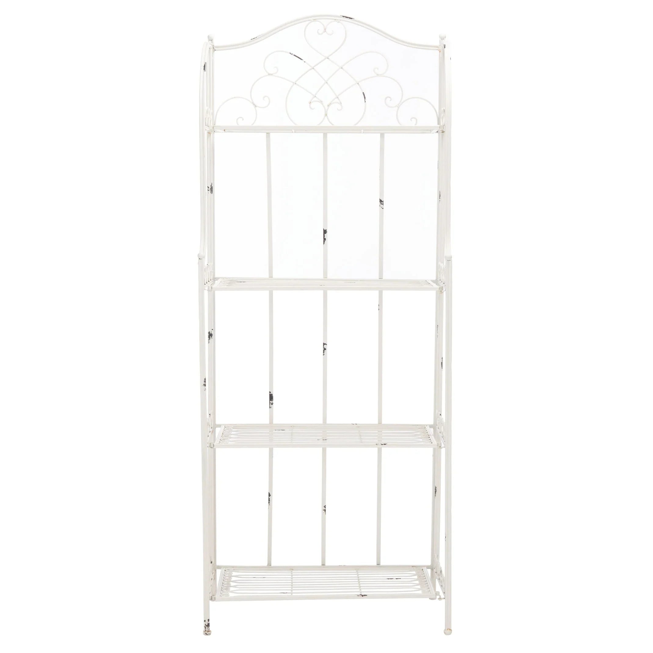 SAFAVIEH Bryn Estantería de panadero victoriana de hierro forjado de 4 niveles para exteriores - 25 pulg. An. x 15 pulg. Prof. x 63 pulg. Al. - 25 An. x 15 Prof. x 63 Al.