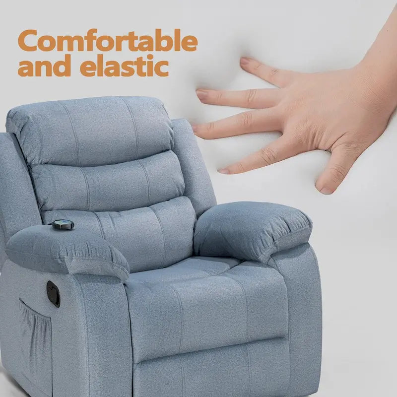 Sillón reclinable suave con función de masaje y calor