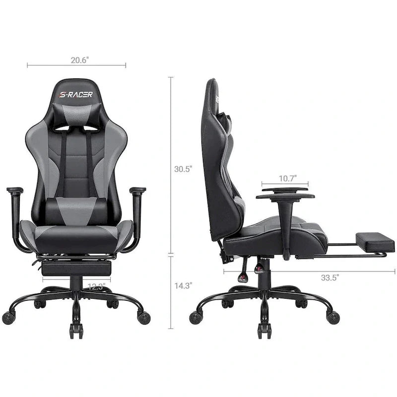 Silla Gamer con Reposapiés - Silla de Escritorio Ergonómica