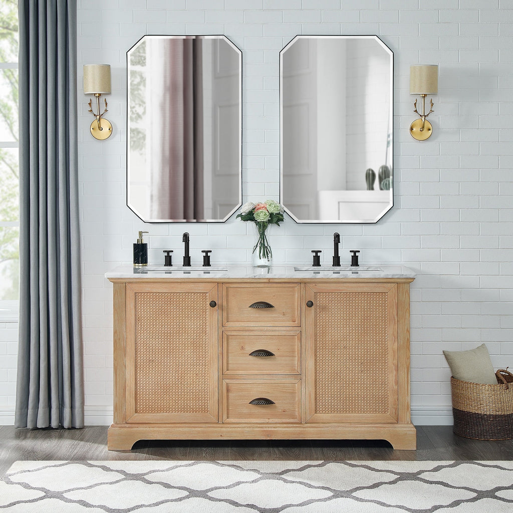 Mueble de baño Hervas con encimera de mármol natural sin espejo