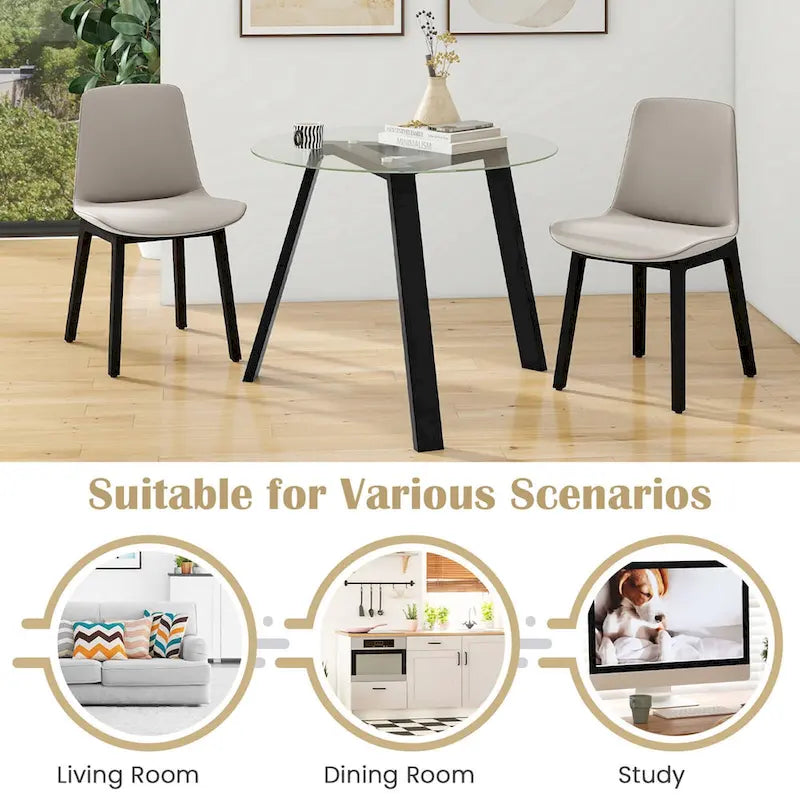 Mesa de comedor redonda de cristal Costway 36 para 4 personas con cristal templado - Ver detalles