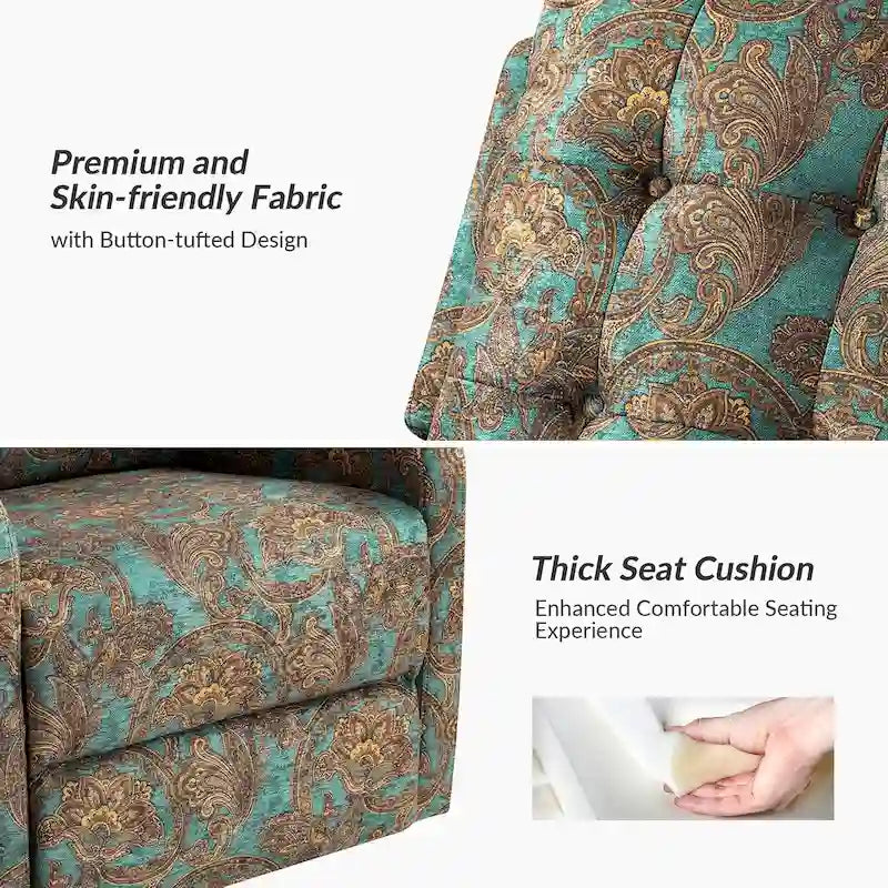 Arlette Sillón Reclinable Giratorio Manual Floral Contemporáneo con Respaldo Capitaneado