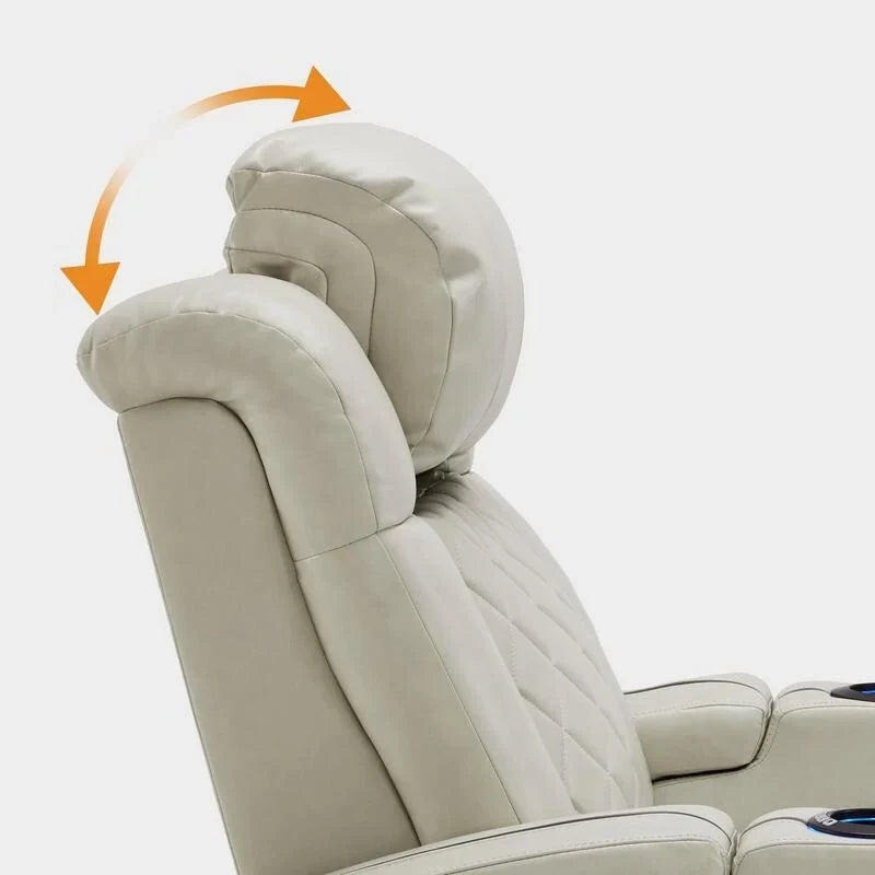 MCombo Sillón reclinable eléctrico con reposacabezas ajustable, asiento de cine en casa de dos motores con puerto USB, cuero transpirable HTS411