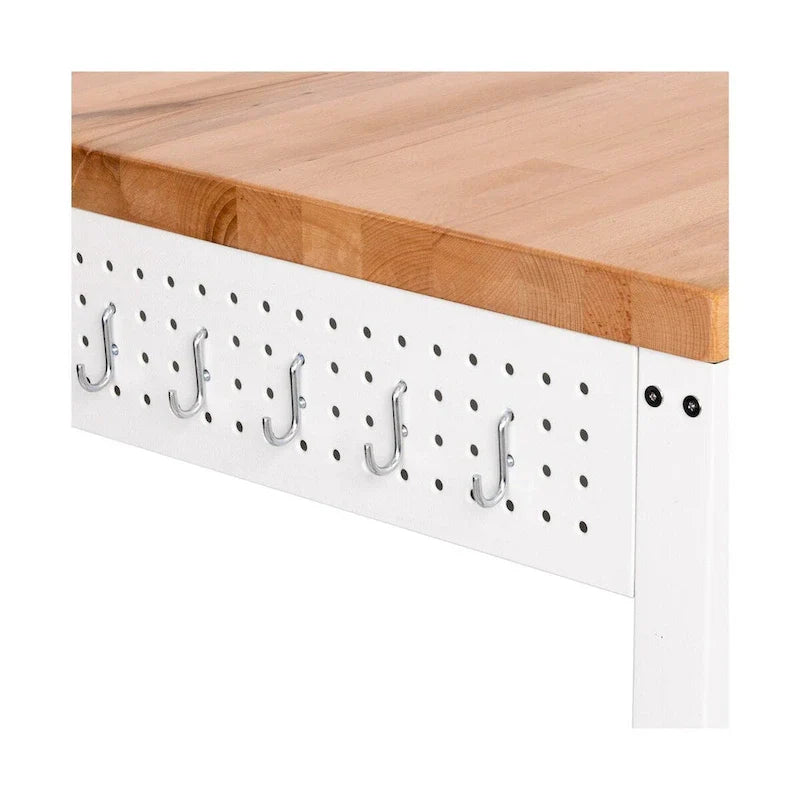 Mesa de trabajo tipo isla con cubierta de madera sólida, 48 ancho x 24 prof. x 36 alt., blanca