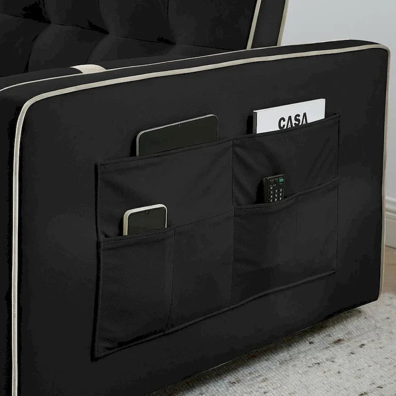 Sofá Cama Extraíble Multifuncional de Terciopelo con Respaldo Reclinable Ajustable con Almohadas - N/A