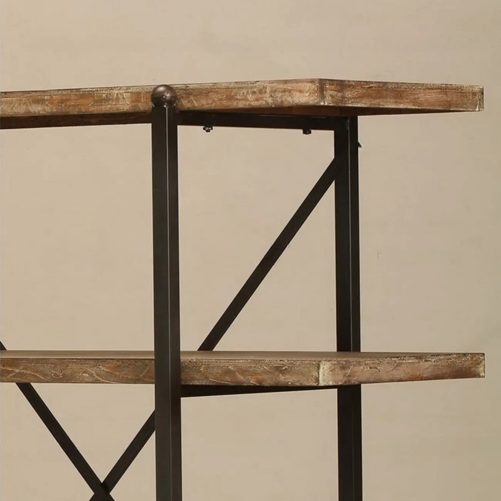 Estantería de pared industrial de madera y metal con 4 estantes