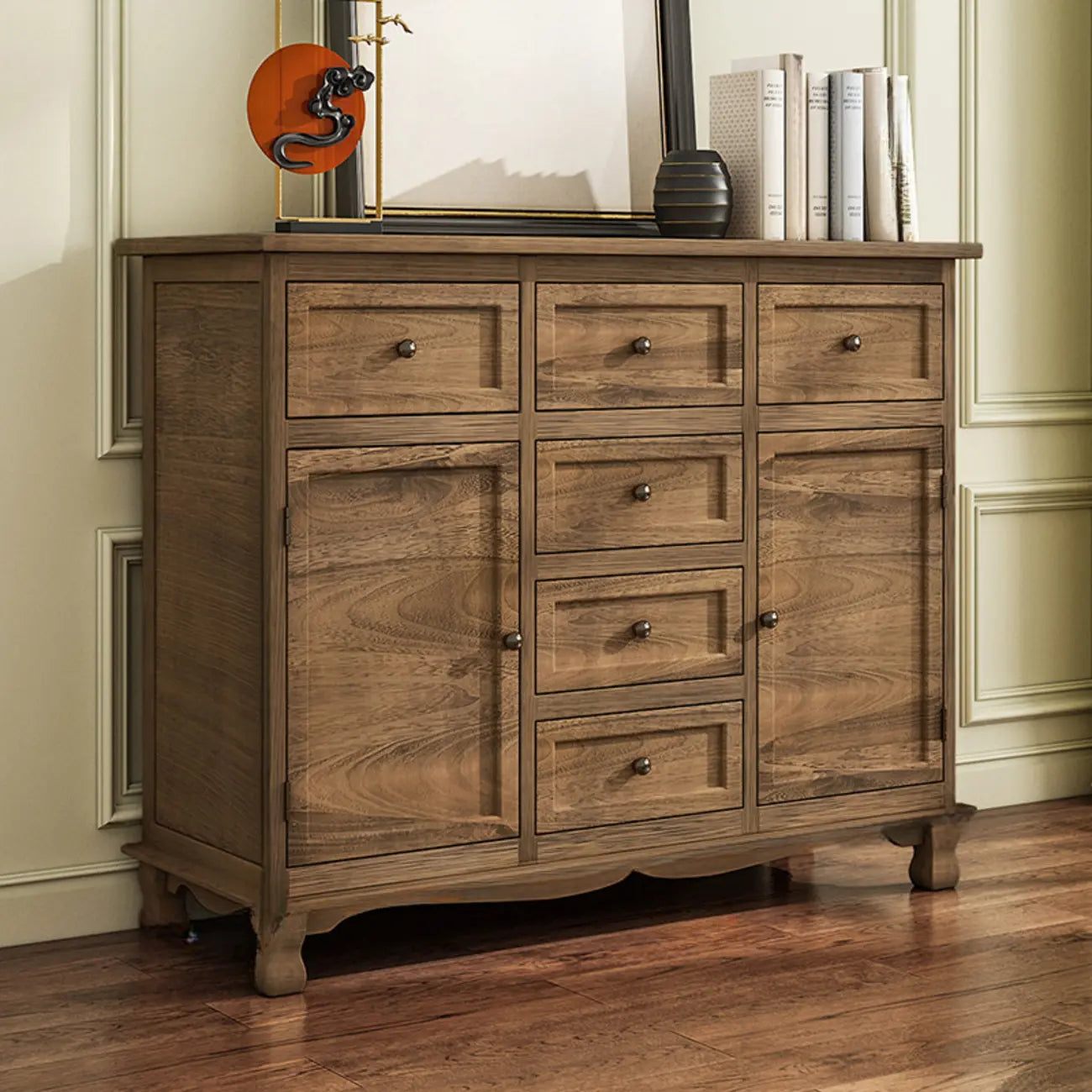 Mueble auxiliar rústico de madera marrón para almacenamiento en la sala de estar