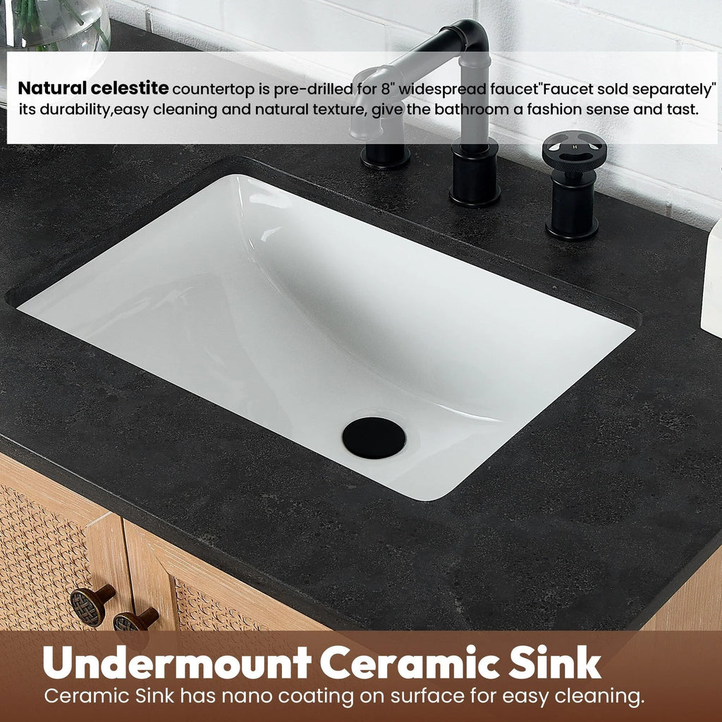 Mueble de baño Hervas con encimera de mármol natural sin espejo