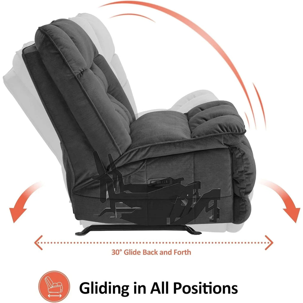 MCombo Sillón reclinable de balanceo eléctrico sin brazos con doble motor de gran tamaño, reclinable sin brazos, perfecto para sala de estar, tela PR607