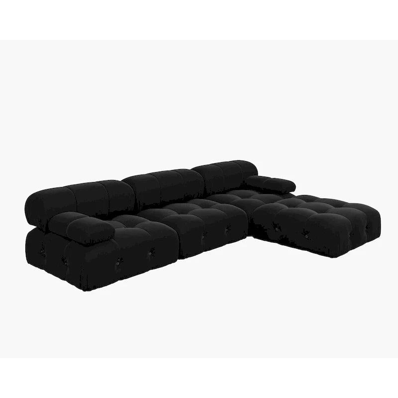 Sofá Seccional Modular Negro Tapizado en Terciopelo