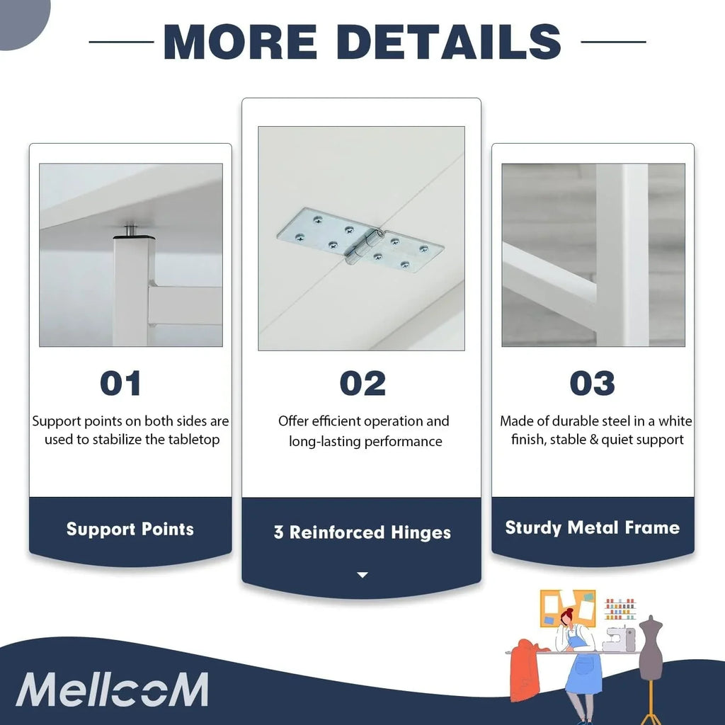 Mesa de manualidades ajustable en altura con estantes de almacenamiento, mesa de corte plegable móvil para oficina en casa, sala de costura, sala de manualidades