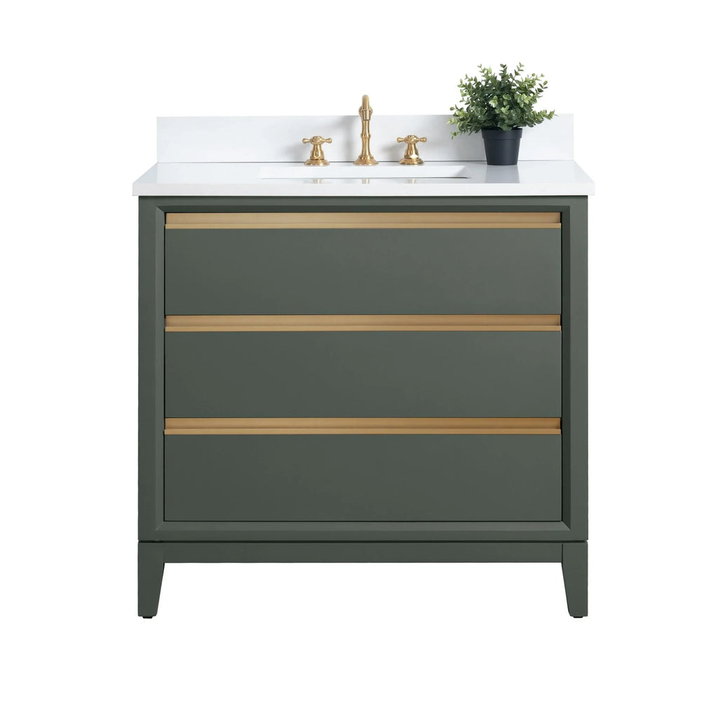 Mueble de baño Vanity Art con lavabo de cerámica y encimera de mármol de ingeniería