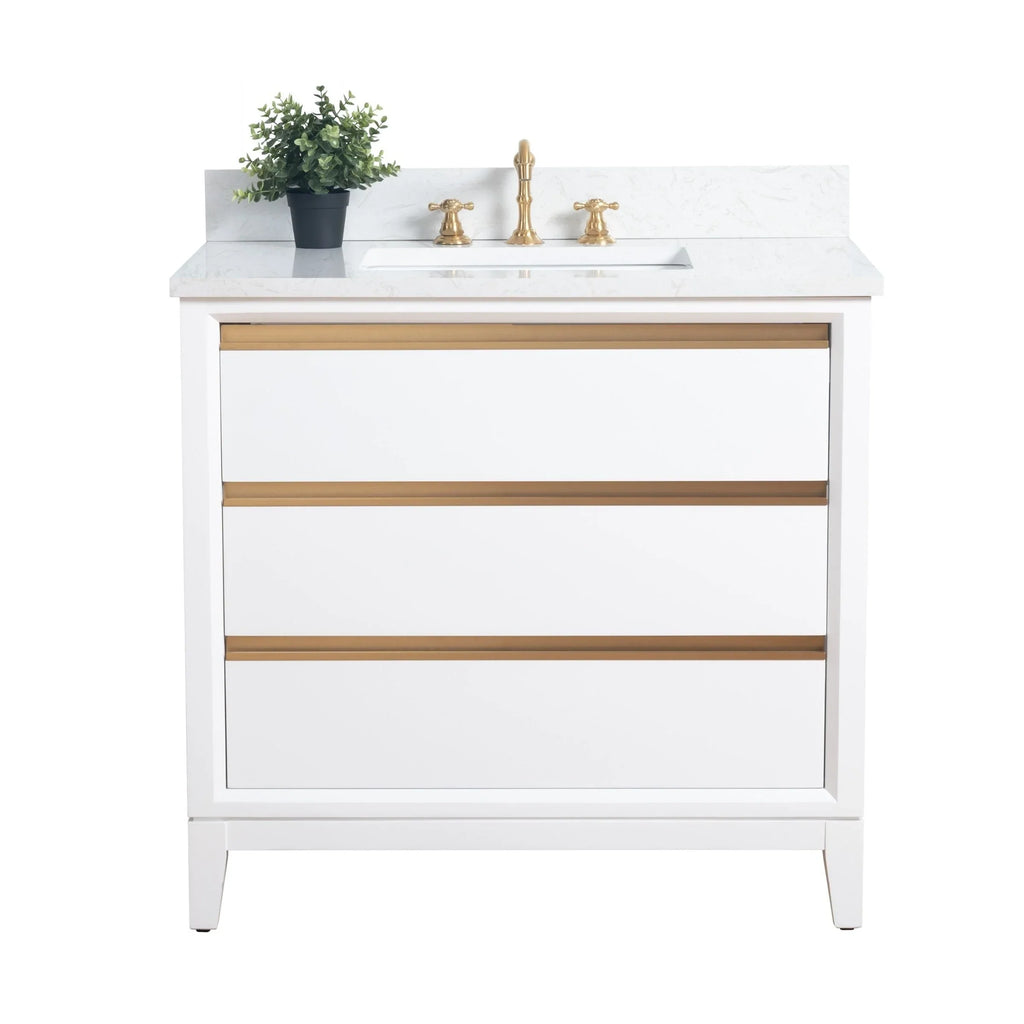 Mueble de baño Vanity Art con lavabo de cerámica y encimera de mármol de ingeniería