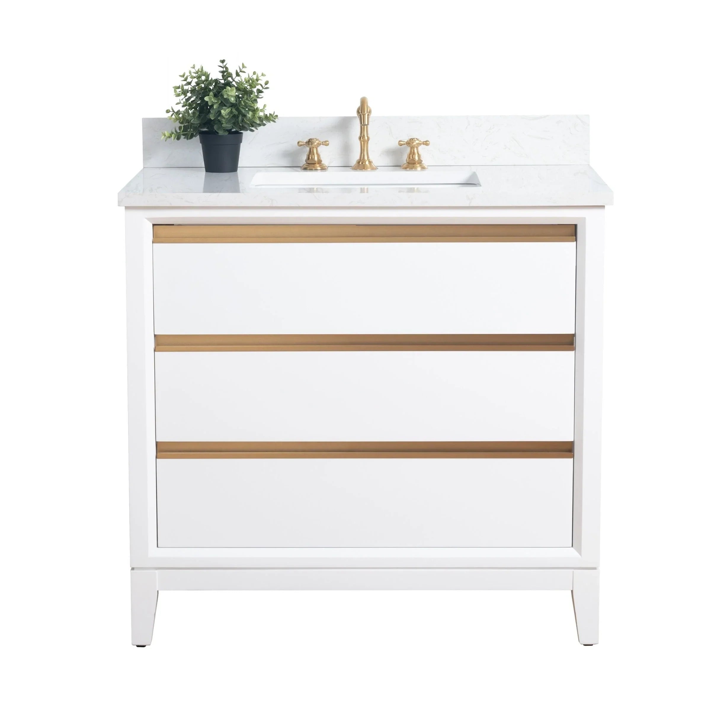 Mueble de baño Vanity Art con lavabo de cerámica y encimera de mármol de ingeniería