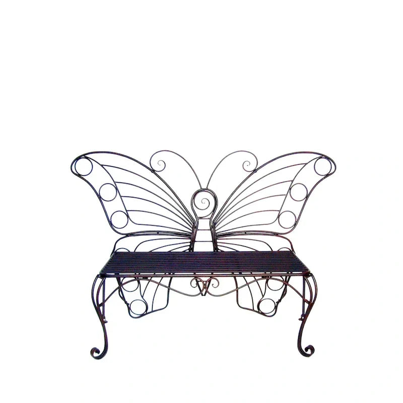 Banco de mariposa de metal negro antiguo