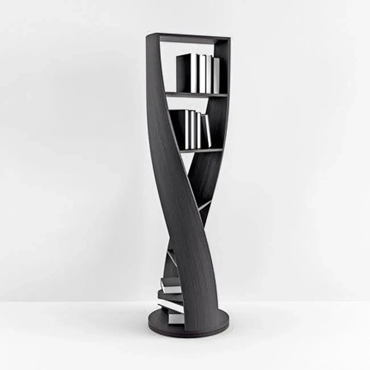 Estantería vertical de madera de 5 niveles con forma de reloj de arena contemporáneo