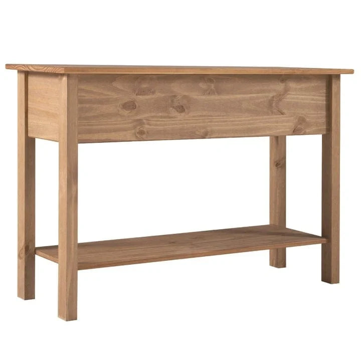 Mesa Consola de Pasillo Rústica de Pino Macizo, Blanqueado / Marrón Antiguo / Lavado Gris / Sin Pintar, 3 Cajones