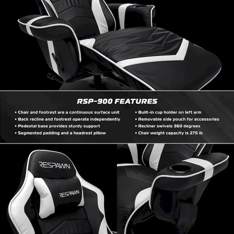 Sillón reclinable para videojuegos - Silla de juego reclinable con reposapiés