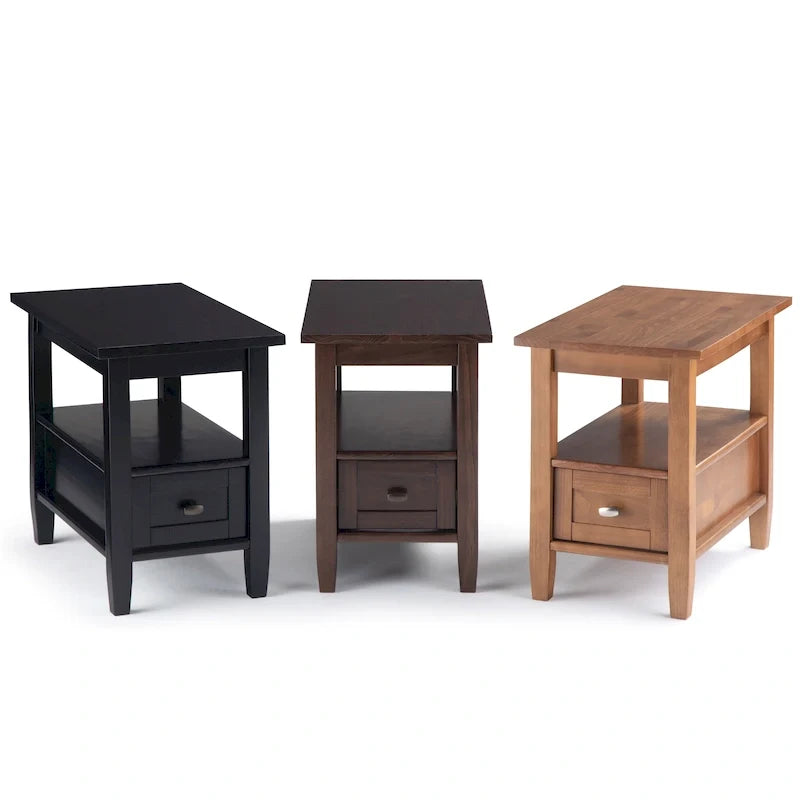 WYNDENHALL Norfolk Mesa auxiliar estrecha rectangular de madera maciza, estilo de transición, 14 pulgadas de ancho - 14 pulgadas de ancho