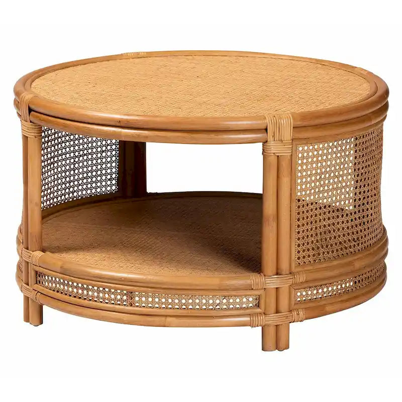 Mesa de centro Louis de ratán marrón natural estilo bohemio de bali & pari