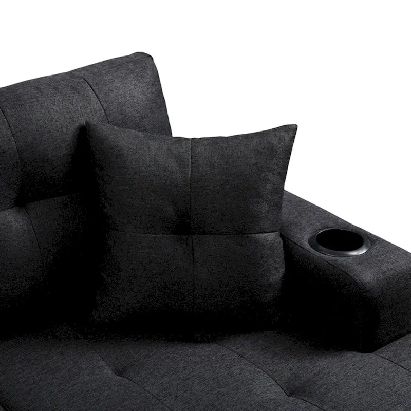 Sofá Seccional para Sala de Estar con Chaise Longue en Forma de L y portavasos