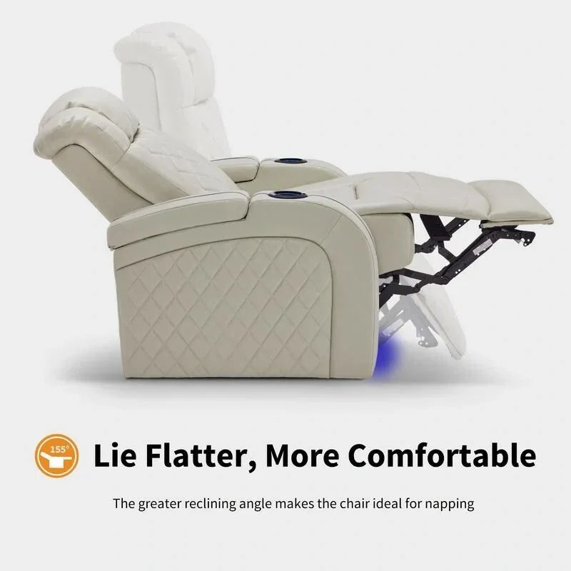 MCombo Sillón reclinable eléctrico con reposacabezas ajustable, asiento de cine en casa de dos motores con puerto USB, cuero transpirable HTS411