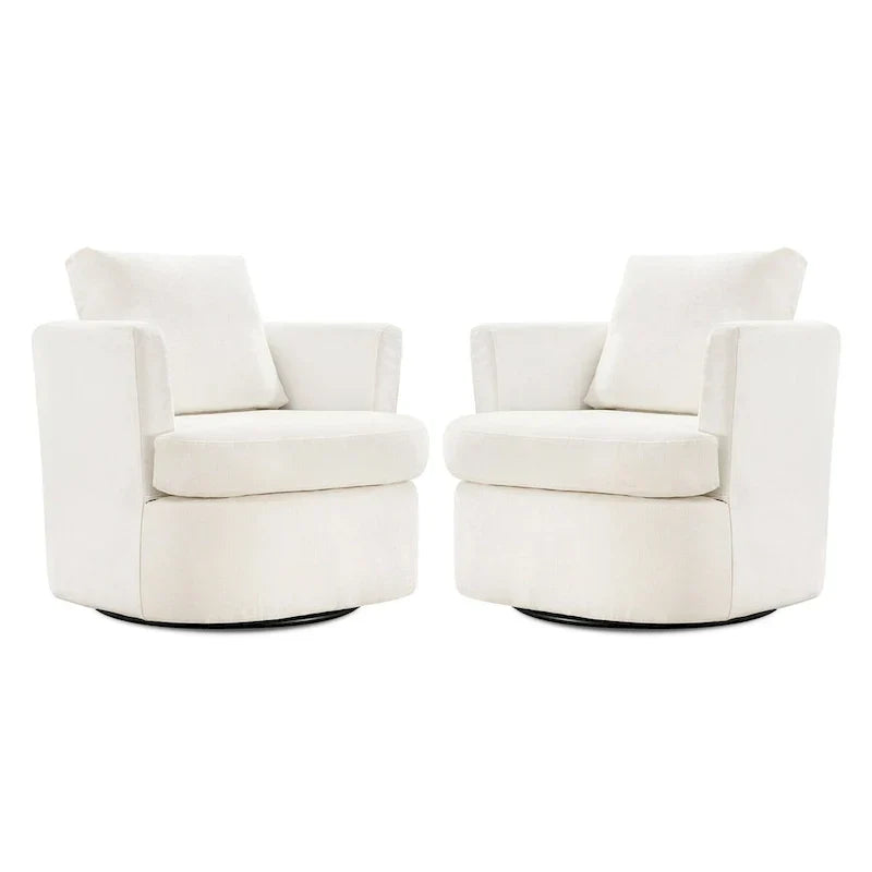 Juego de sillones giratorios tapizados en chenilla moderna, juego de sillones giratorios modernos para sala de estar