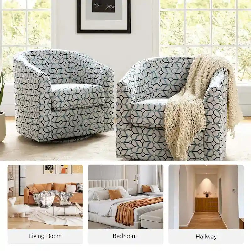 Sillón tapizado moderno Cuenca con base giratoria