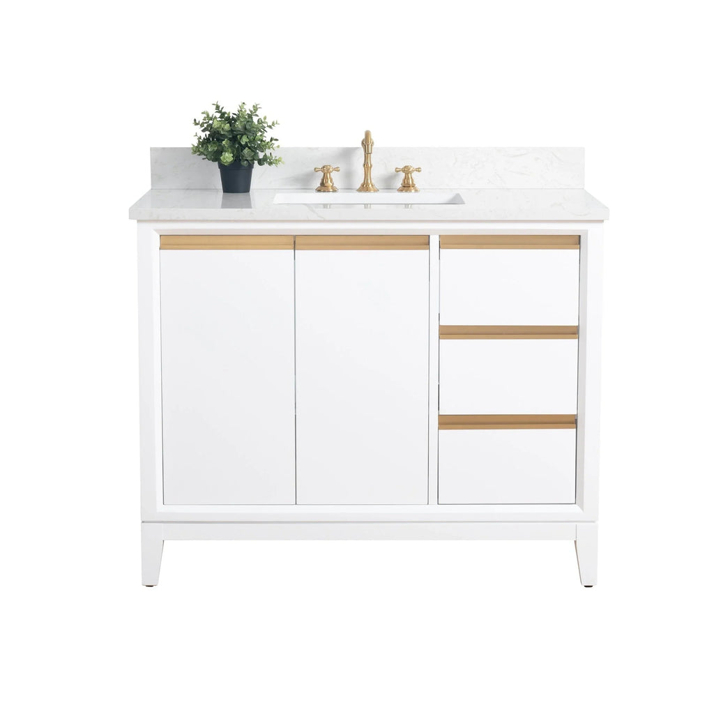 Mueble de baño Vanity Art con lavabo de cerámica y encimera de mármol de ingeniería