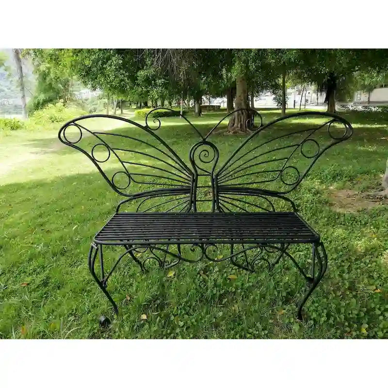 Banco de mariposa de metal negro antiguo