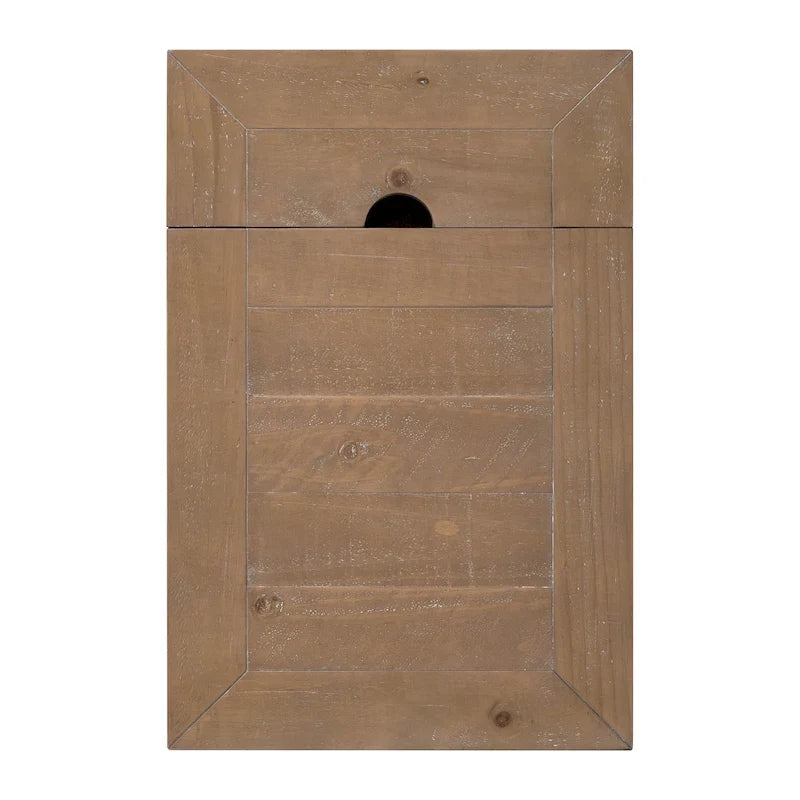 Mesa auxiliar Monterey de madera maciza con tomas de corriente ocultas