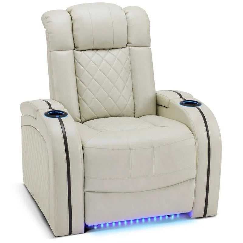 MCombo Sillón reclinable eléctrico con reposacabezas ajustable, asiento de cine en casa de dos motores con puerto USB, cuero transpirable HTS411