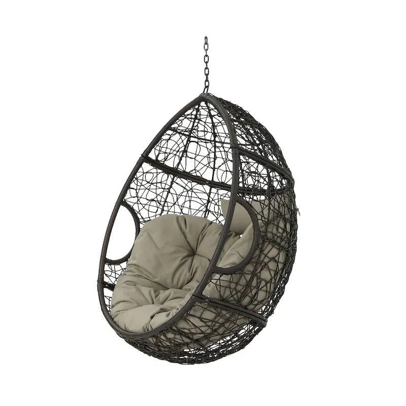 Sillón Colgante de Exterior de Mimbre Impermeable con Cojines, Asiento de Hamaca - Capacidad de 136 kg