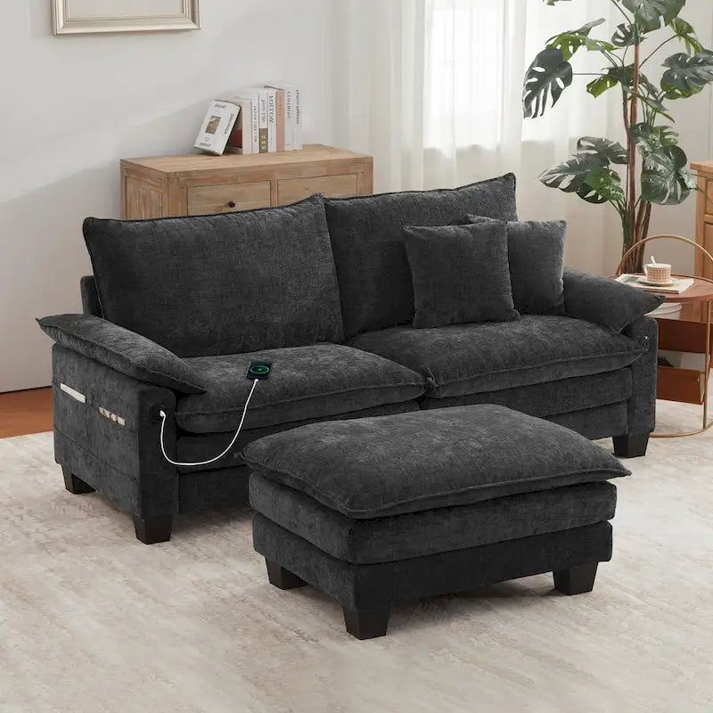 Sofá seccional modular, sofá seccional Cloud cómodo con otomana, sofá cama de asiento profundo para sala de estar