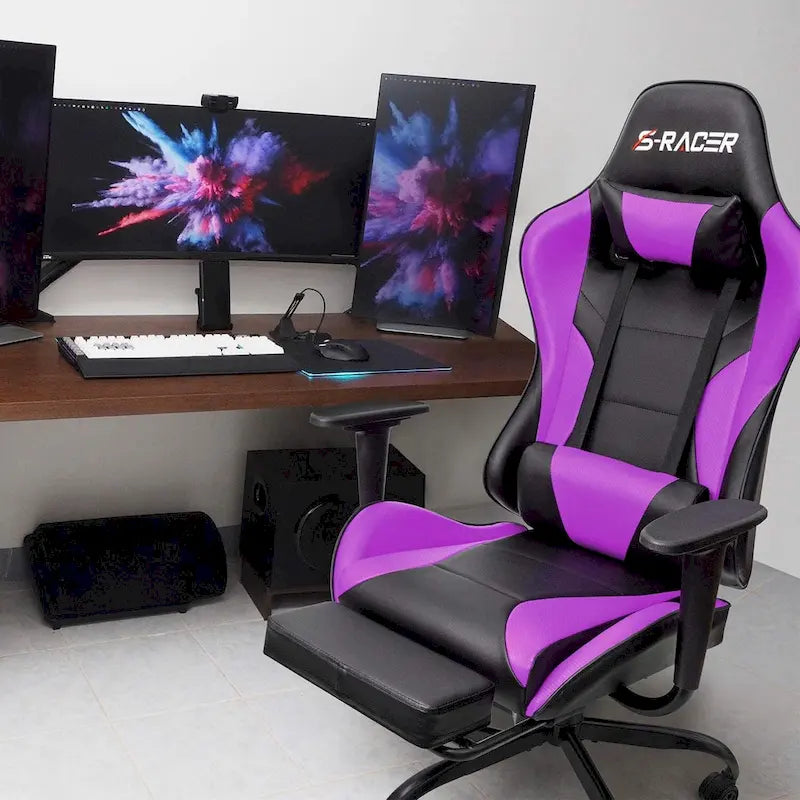 Silla Gamer con Reposapiés - Silla de Escritorio Ergonómica