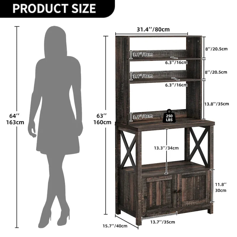 Estantería de cocina Moasis de 5 niveles con estantes de almacenamiento, soporte para microondas, organizador de estantes de cocina