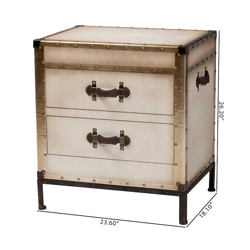 Baúl de mesa auxiliar de lona vintage Laura