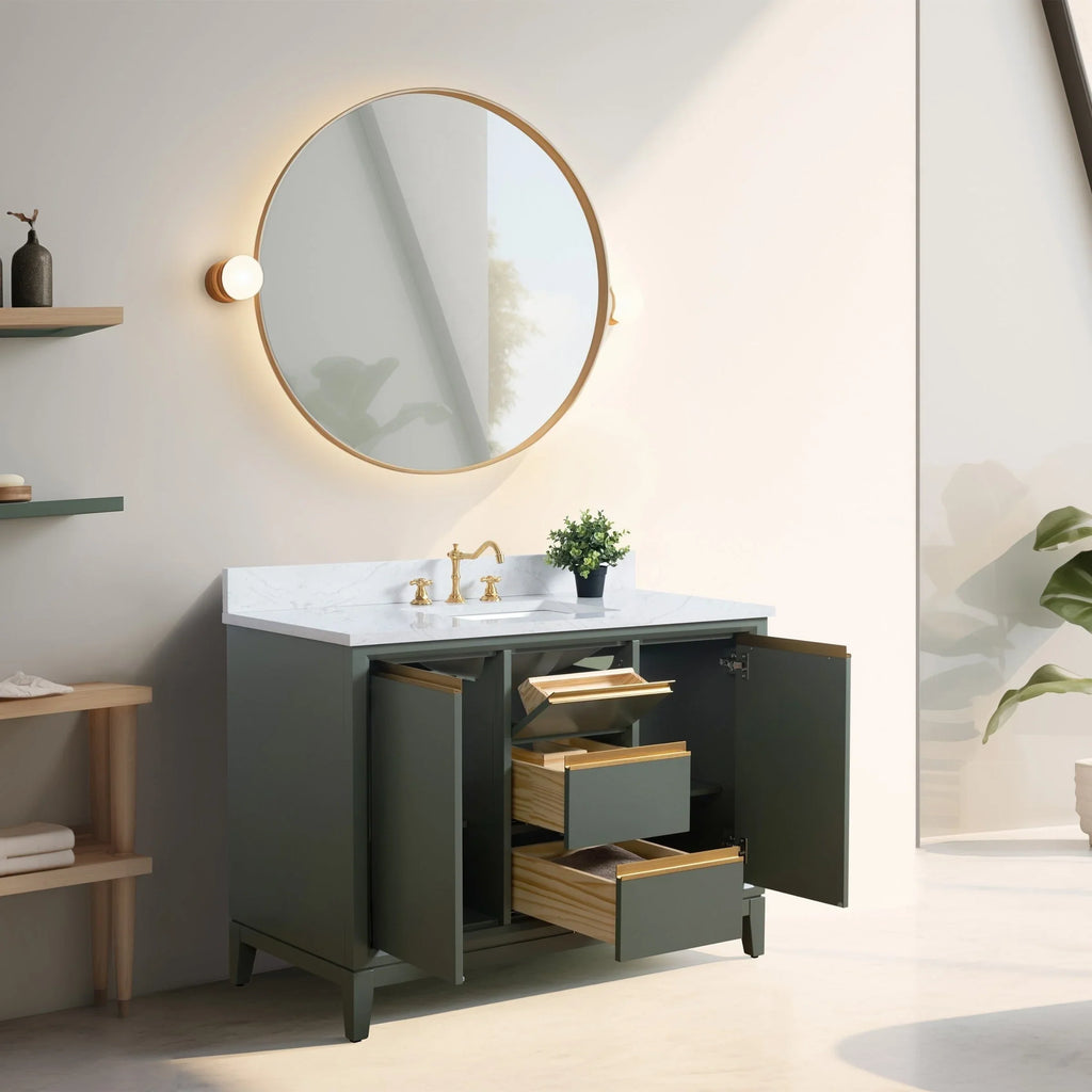 Mueble de baño Vanity Art con lavabo de cerámica y encimera de mármol de ingeniería