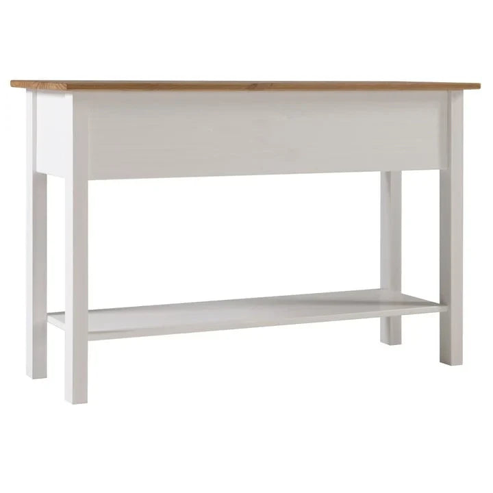 Mesa Consola de Pasillo Rústica de Pino Macizo, Blanqueado / Marrón Antiguo / Lavado Gris / Sin Pintar, 3 Cajones