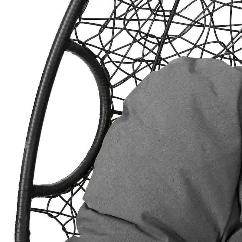 Sillón Colgante de Exterior de Mimbre Impermeable con Cojines, Asiento de Hamaca - Capacidad de 136 kg