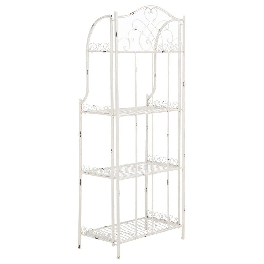 SAFAVIEH Bryn Estantería de panadero victoriana de hierro forjado de 4 niveles para exteriores - 25 pulg. An. x 15 pulg. Prof. x 63 pulg. Al. - 25 An. x 15 Prof. x 63 Al.