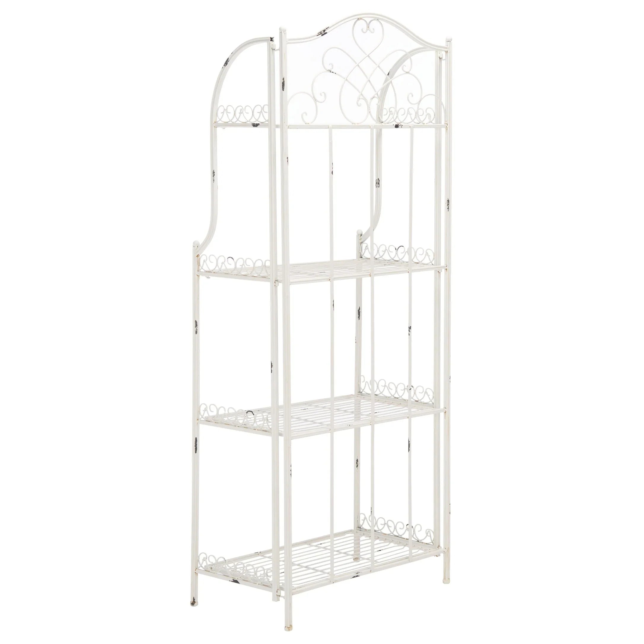SAFAVIEH Bryn Estantería de panadero victoriana de hierro forjado de 4 niveles para exteriores - 25 pulg. An. x 15 pulg. Prof. x 63 pulg. Al. - 25 An. x 15 Prof. x 63 Al.